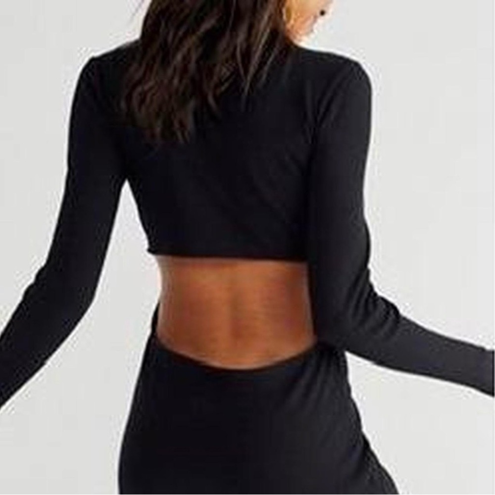 Free People  Black Open-Back Dress